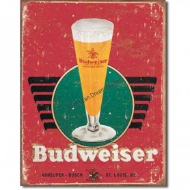Budweiser glass and logo