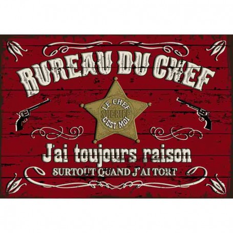 Plaque carton bureau du chef
